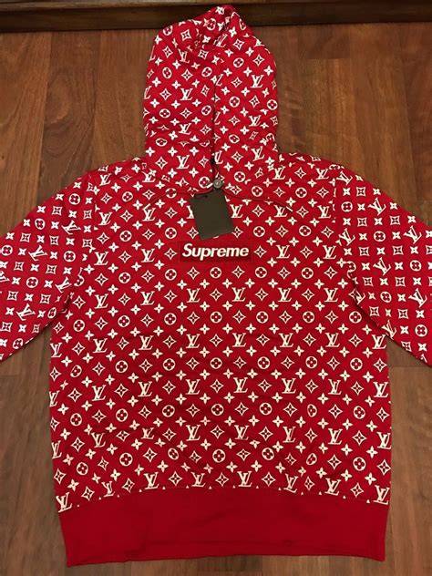 real louis vuitton supreme hoodie|louis vuitton red hooded sweatshirt.